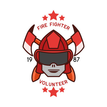 firefighter logo isolated on white background. vector illustration