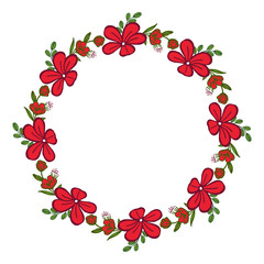 Vector illustration crowd frame flower red for greeting cards