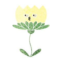 retro illustration style cartoon flower