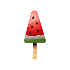 Popsicle sundae ice cream with watermelon taste isolated on white background