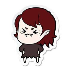 sticker of a annoyed cartoon vampire girl