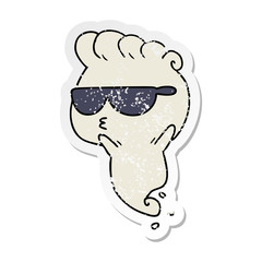 distressed sticker cartoon of kawaii scary ghost