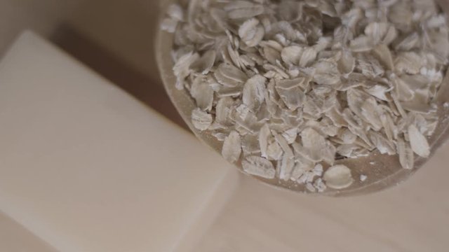 Ungraded footage of organic oatmeal soap