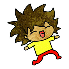 textured cartoon of cute kawaii girl