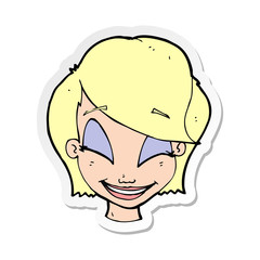 sticker of a cartoon pretty female face