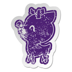 distressed old sticker of  kawaii cute deer