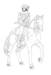 Fototapeta na wymiar horse and warrior sketch