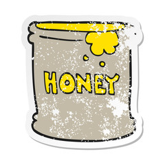 retro distressed sticker of a cartoon honey pot
