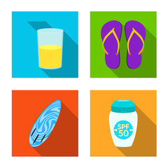 Vector illustration of equipment and swimming logo. Collection of equipment and activity stock vector illustration.