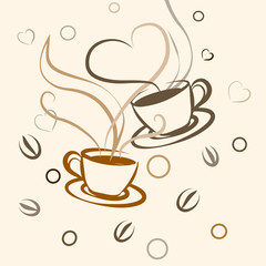 Vector drawing cups of coffee.