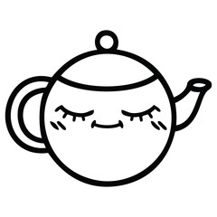 line drawing cartoon teapot