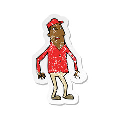 retro distressed sticker of a cartoon shocked man