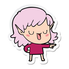sticker of a cartoon elf girl