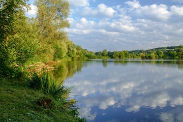 Gravel pit - lake near Milotice. East Moravia. Europe.