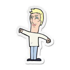 sticker of a cartoon annoyed man