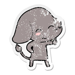 distressed sticker of a cute cartoon elephant