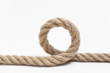 Loop made of cotton rope on white background