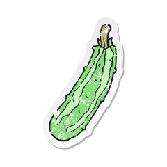 retro distressed sticker of a cartoon zucchini