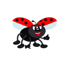 Cute  ladybug. Vector illustration isolated on white background for decor children room,  T-shirt,  interior design.