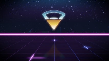 synthwave retro design icon of connection