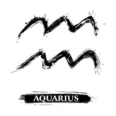 Zodiac sign Aquarius created in grunge style
