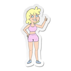 sticker of a happy gym woman giving thumbs up symbol