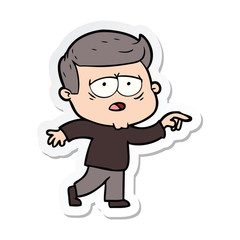 sticker of a cartoon tired man