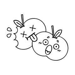 line drawing cartoon apples