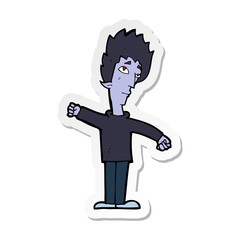 sticker of a cartoon vampire man
