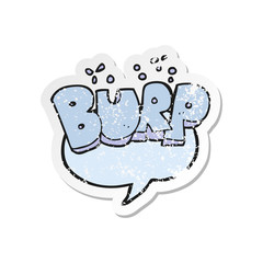 retro distressed sticker of a cartoon burp