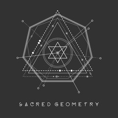 Fototapeta premium Esoteric sacred geometry vector on black background