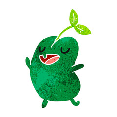 retro cartoon kawaii cute sprouting bean