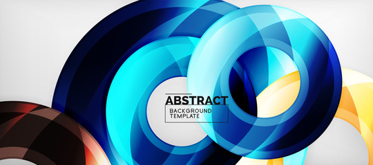 Fototapeta premium Modern geometric circles abstract background, colorful round shapes with shadow effects