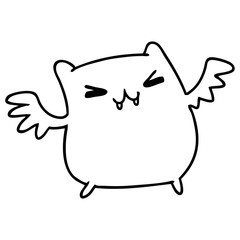 line drawing of a kawaii cute bat