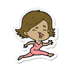 sticker of a cartoon girl pulling face