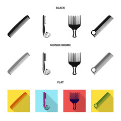 Vector design of brush and hair logo. Set of brush and hairbrush stock symbol for web.