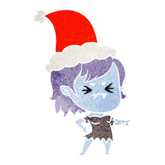 annoyed retro cartoon of a vampire girl wearing santa hat