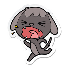 sticker of a cute cartoon dog barking