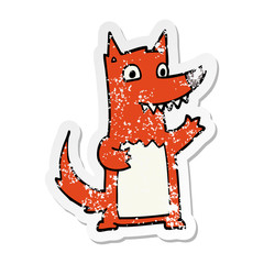 distressed sticker of a cartoon wolf