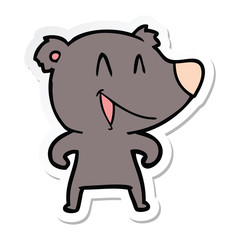 sticker of a laughing bear cartoon