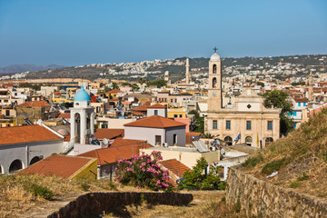 Fototapeta premium Cityscape of Chania and the old venetian harbor, island of Crete, Greece