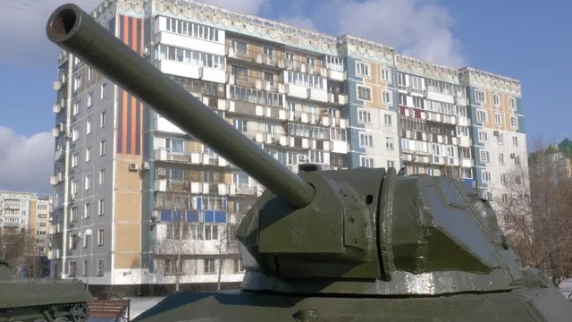 T-34-76 tank. Zhukov square in Novokuznetsk.