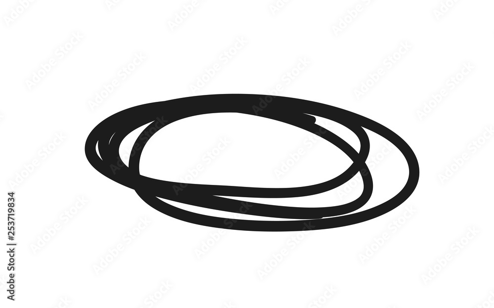 Poster hand drawn set of objects for design use. black vector doodle ellipses on white background. abstract