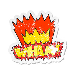 retro distressed sticker of a cartoon wham symbol