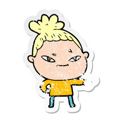 distressed sticker of a cartoon woman