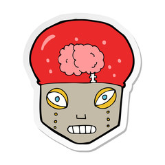 sticker of a cartoon spooky robot head