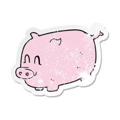 retro distressed sticker of a cartoon pig