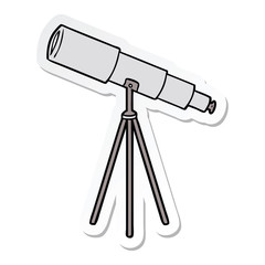 sticker of a cartoon telescope