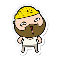 sticker of a cartoon happy bearded man