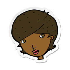 sticker of a cartoon friendly woman